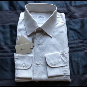 Brioni Dress Shirt Light Tan Micro Check NWT